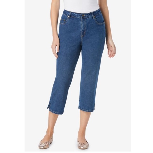 Natural Fit Stretch Capri Woman Within Plus Size 20W Blue Jeans Cropped Capris - Picture 4 of 14